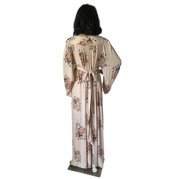 Free People Wild Laurel boho belted Maxi Dress bell sleeves small - Picture 4 of 16